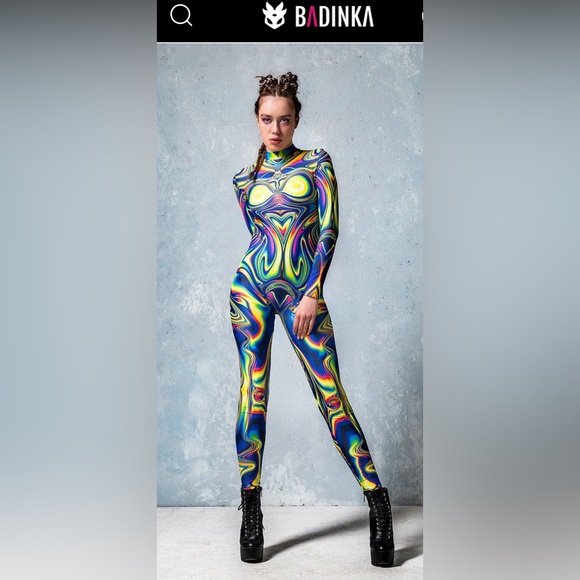 Badinka Dresses & Skirts - Badinka Multicolor Swirl Long-Sleeve Jumpsuit Dress for Women
